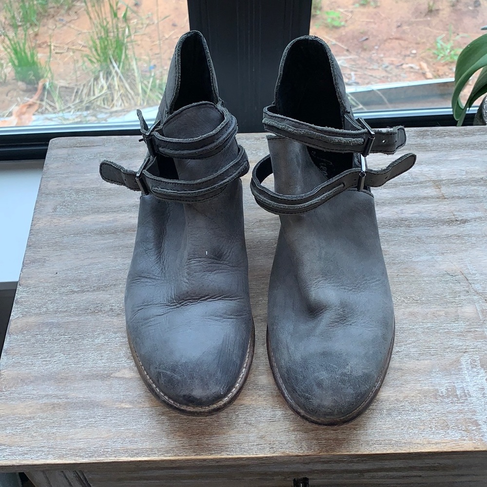 Grey Leather Booties